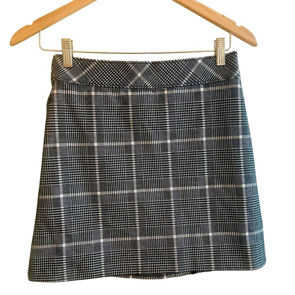 SPANX The Perfect Plaid Skort S Black White Houndstooth Workwear Preppy